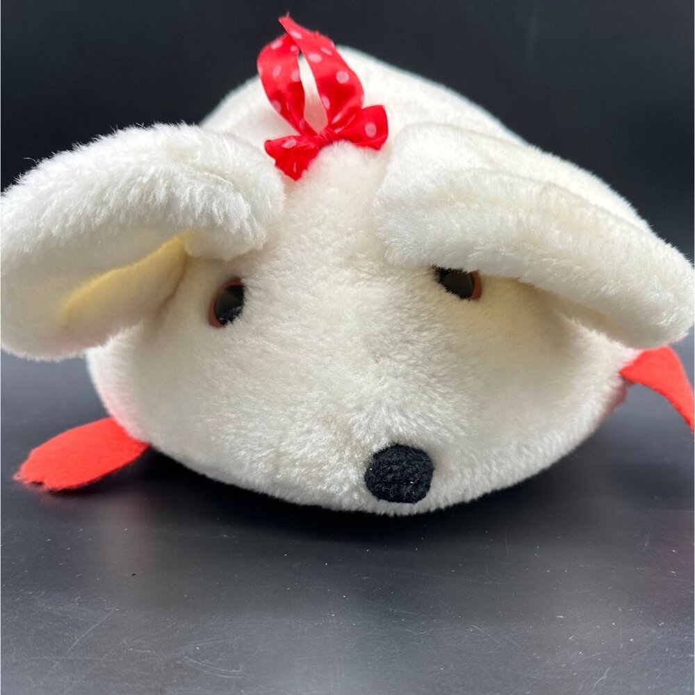 Vintage White Plush Mouse Toy Stuffed Animal Walmart Exclusive 1980s Retro Red - Picture 2 of 10
